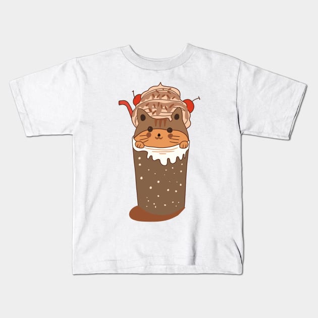 cat in a coffee cup Kids T-Shirt by meisanmui